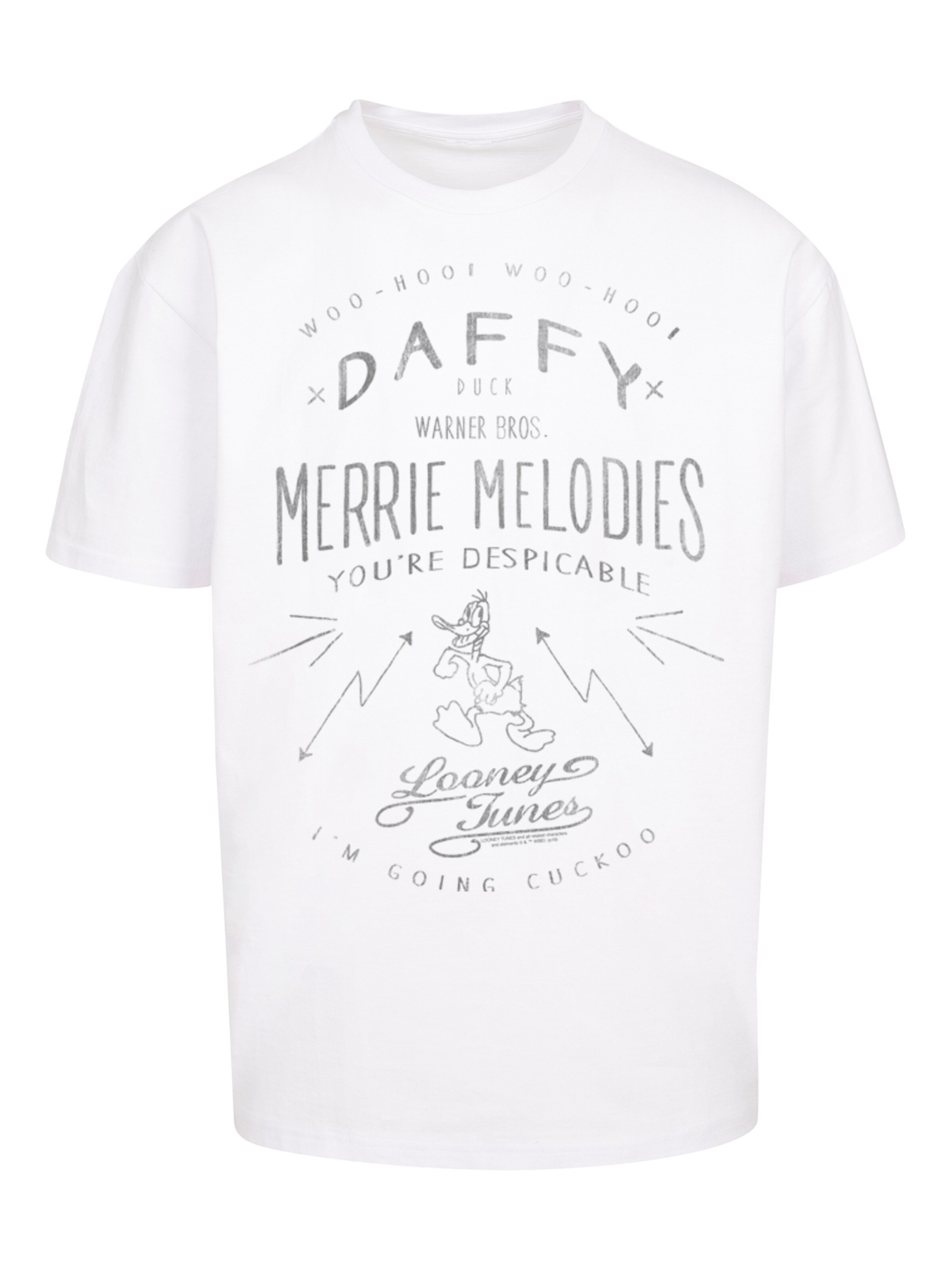 F4NT4STIC Shirt 'Looney Tunes Daffy Duck Despicable ' in Weiß: Vorderseite