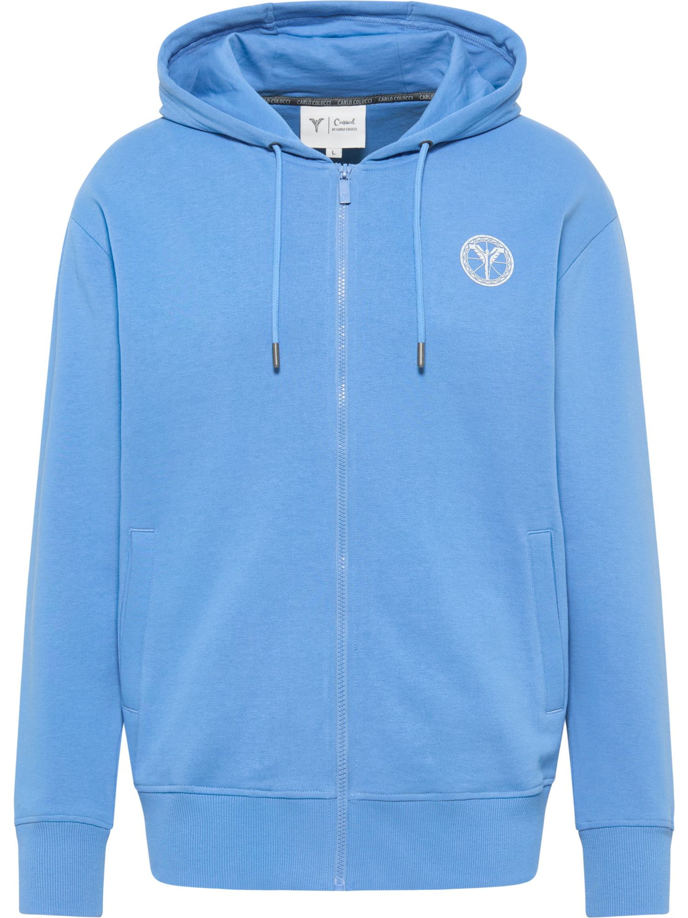 Carlo Colucci Sweatvest 'Dender' in Blauw: voorkant