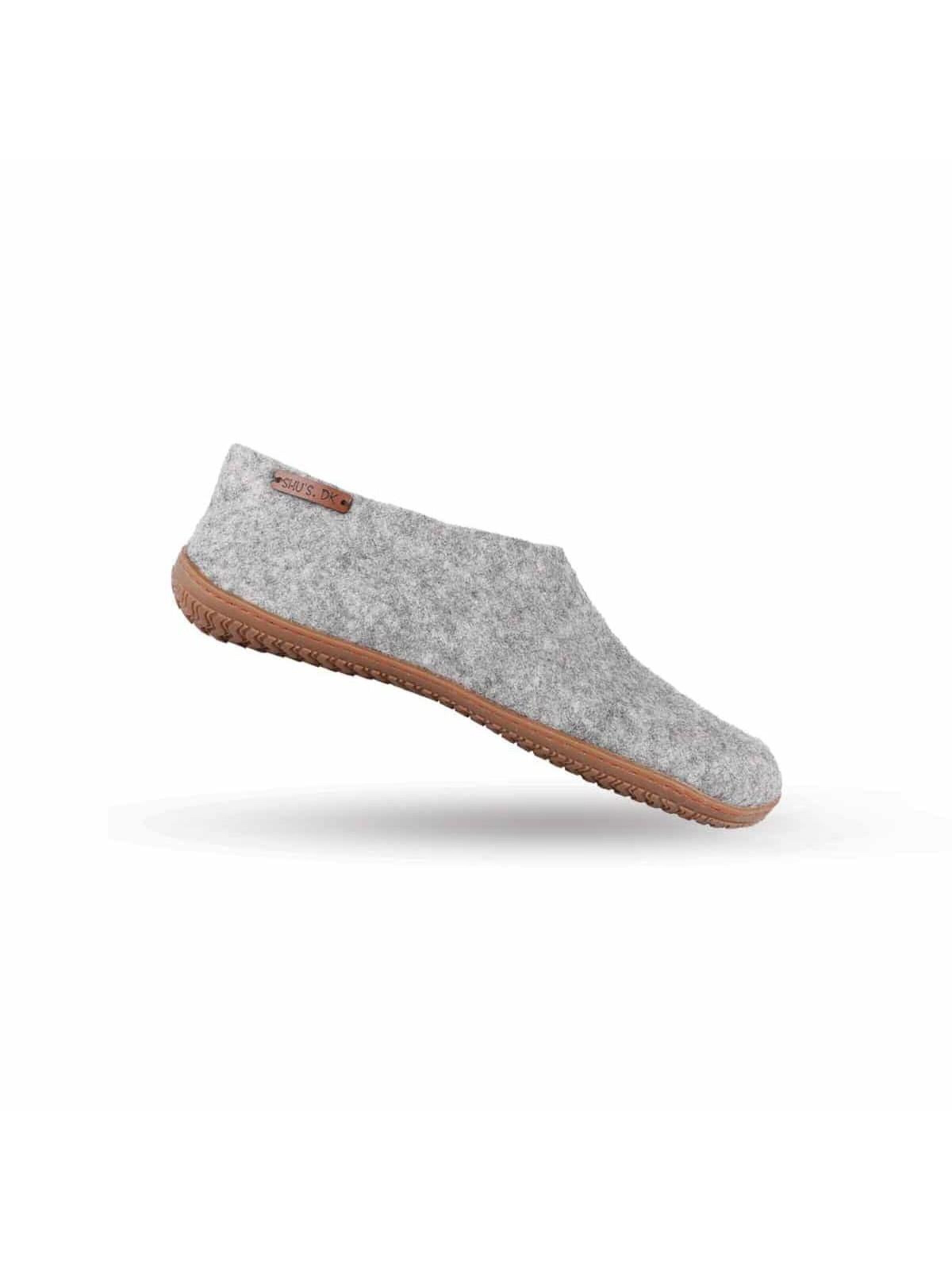 SHUS walk with nature Huisschoen 'Uldhjemmesko (100% ren uld) -m/Gummisål - Dansk Design fra SHUS' in Grijs
