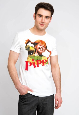 LOGOSHIRT T-Shirt mit coolem Front-Druck in Weiß: Vorderseite