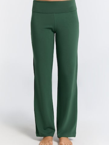 Leela COTTON Wide leg Pants 'Damen Bio-Baumwoll Komforthose' in Green: front