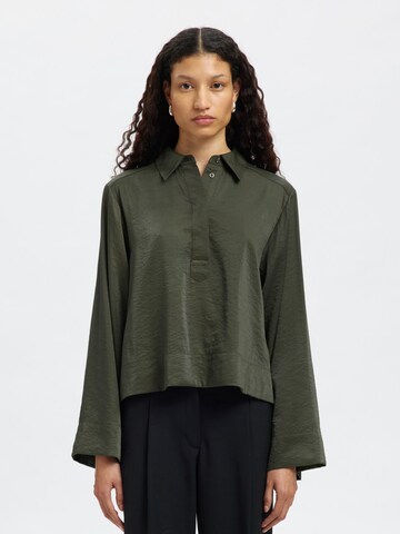 SELECTED - Blusa 'SLFJean' en verde: frente