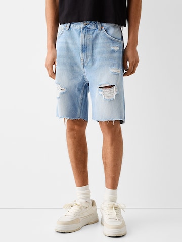 Loosefit Jean Bershka en bleu : devant