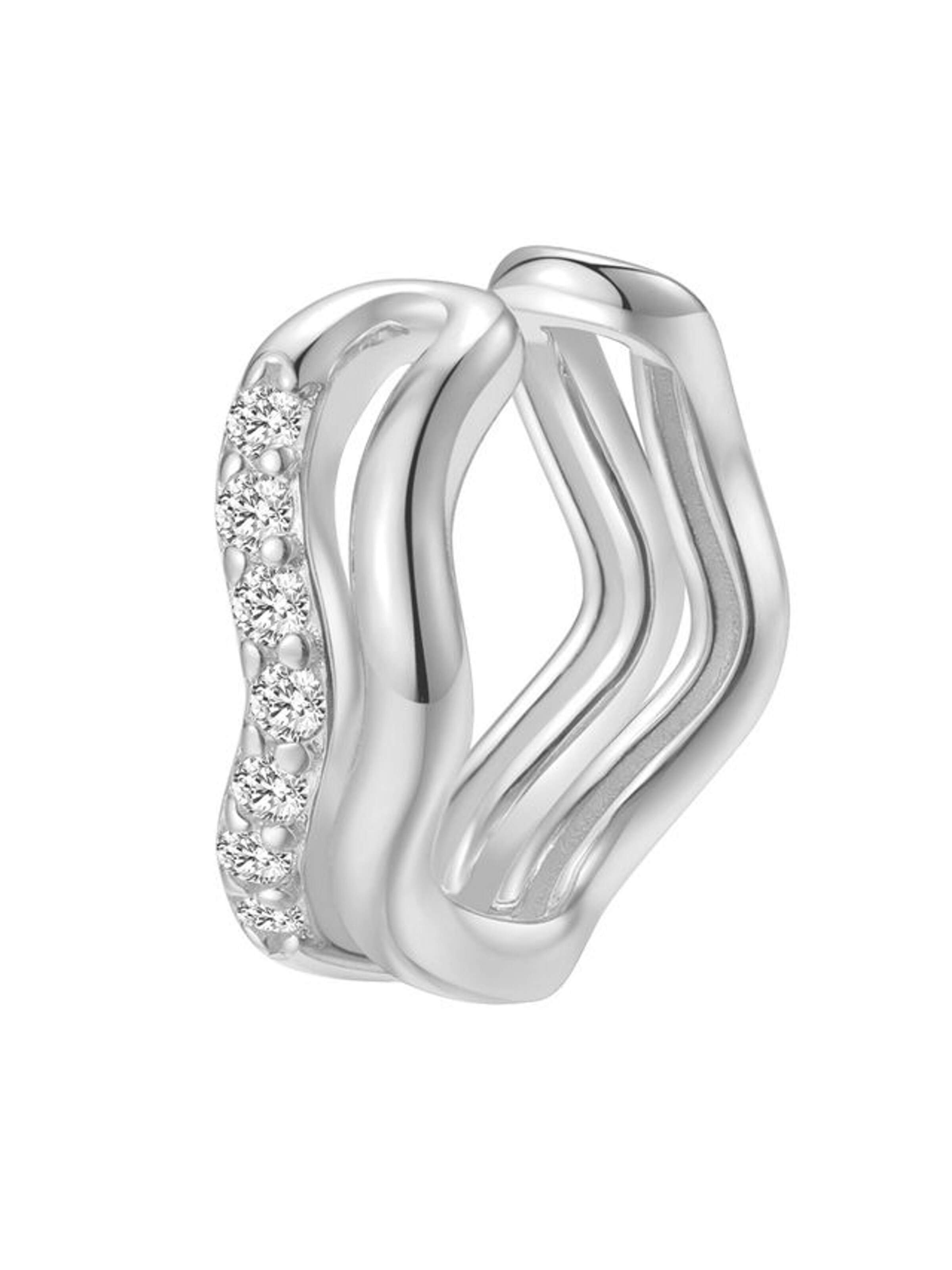 Boucles d'oreilles 'Flow Cuff' Hey Happiness en argent : devant