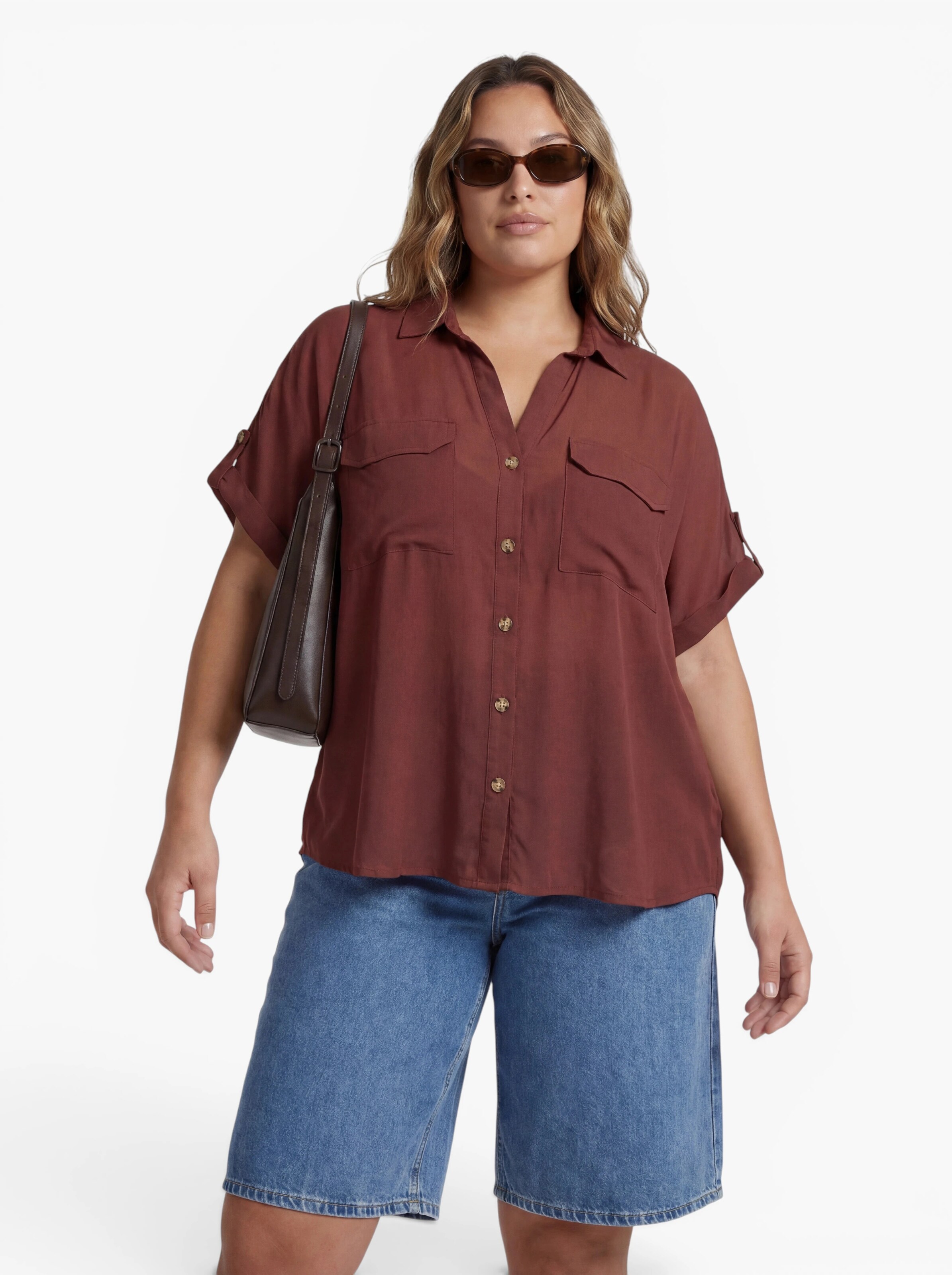 Vero Moda Curve Bluza 'VMCBUMPY' | rjava barva