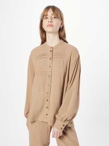 LA STRADA UNICA - Blusa 'Kenya' en marrón: frente