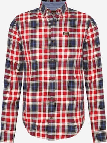 Superdry Regular fit Button Up Shirt in Red: front