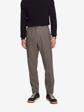 ESPRIT Regular Pleat-Front Pants in Brown