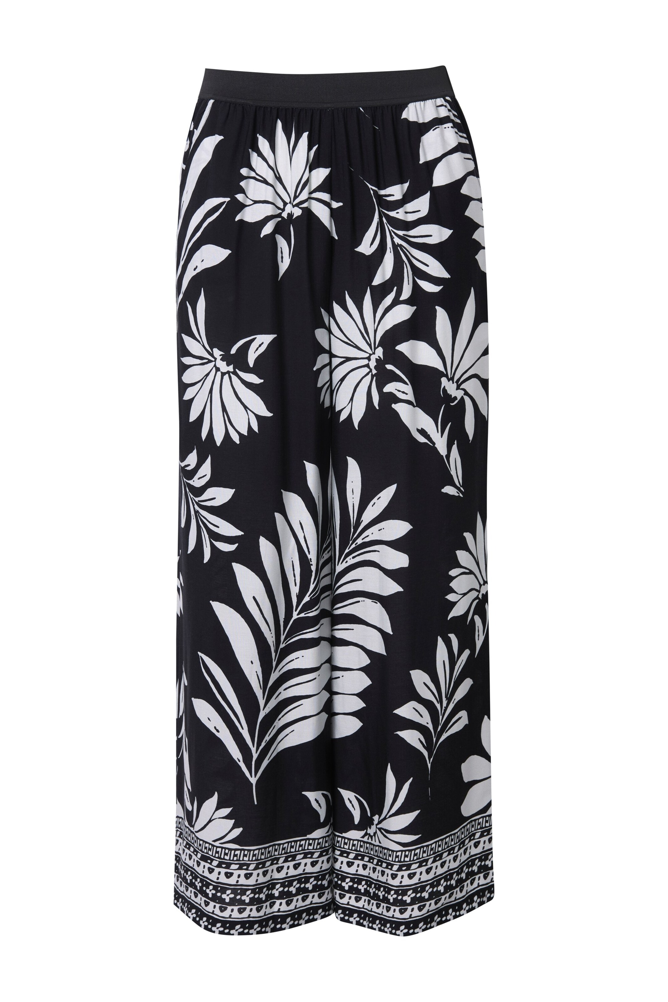 Ulla Popken Wide leg Broek in Zwart: voorkant