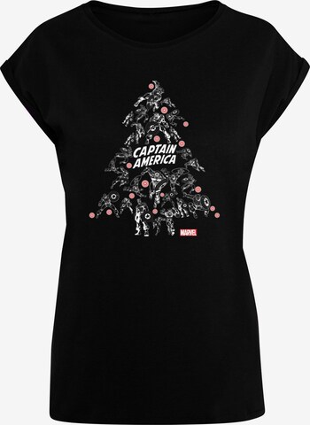 Maglietta 'Captain America - Christmas Tree' di ABSOLUTE CULT in nero: frontale