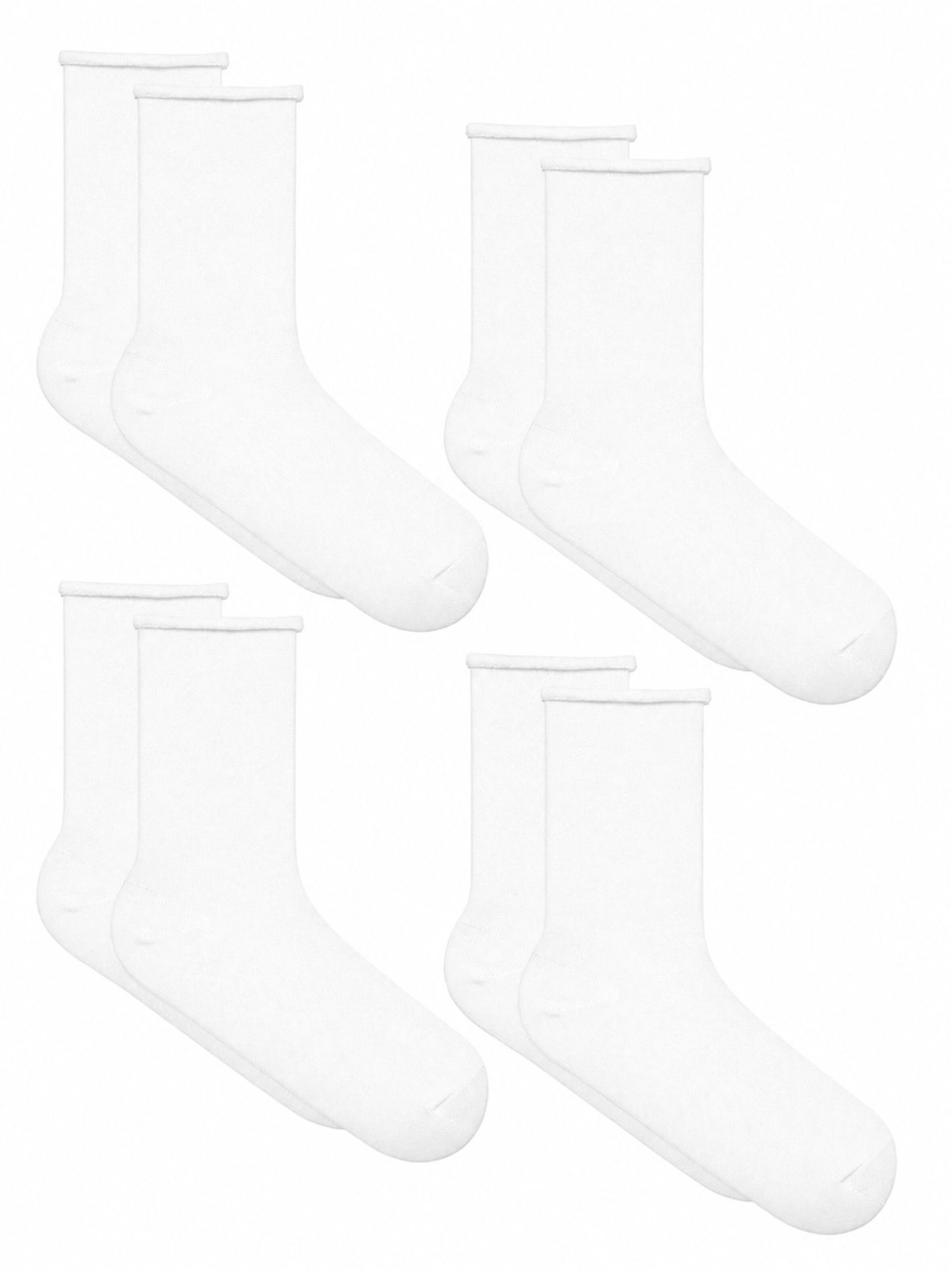 Albero Natur Socken 'Bio-Baumwoll-Socken mit Rollrand Unisex – 4er Pack'‌‌‌‌‌‌‌‌‌ in Weiß: Vorderseite