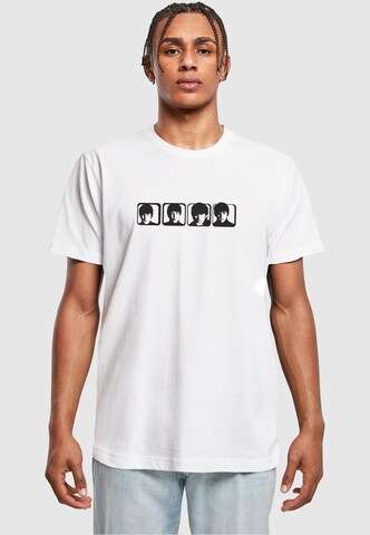 Merchcode Shirt 'Beatles - Four Heads' in Wit: voorkant
