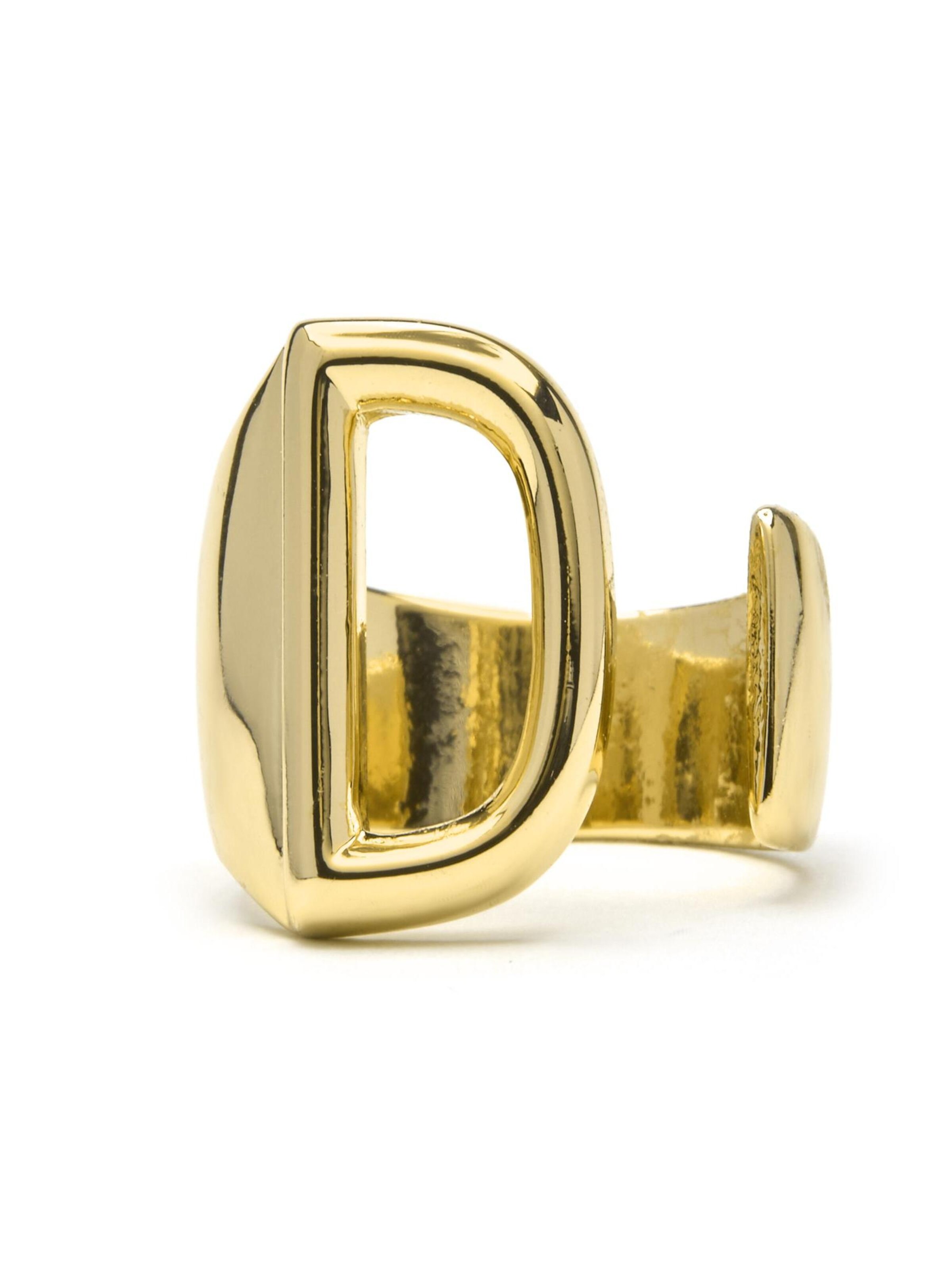 Luxenter Ring 'Alphabet D' in 50-60 in de kleur Goud, Productweergave