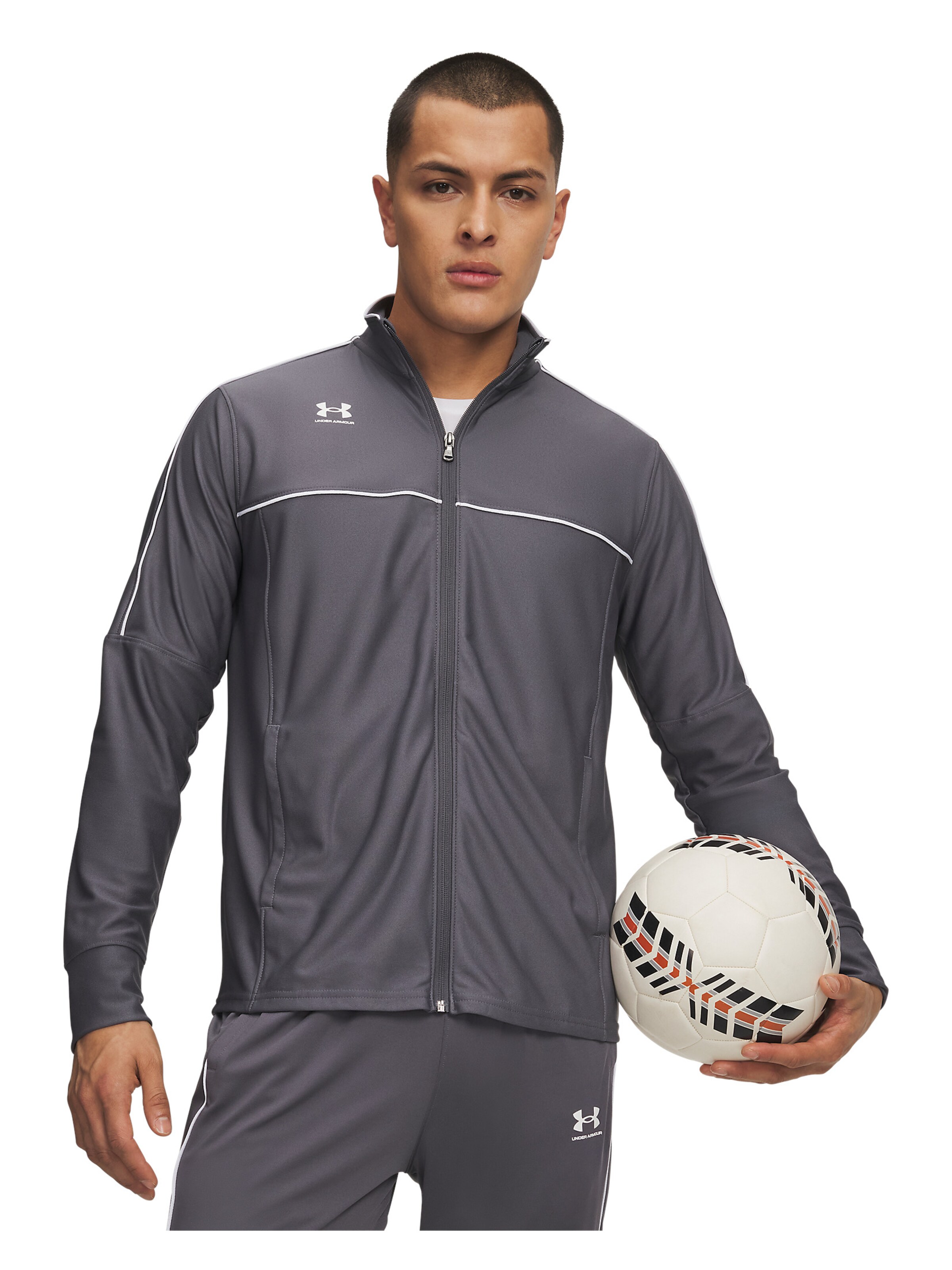 UNDER ARMOUR Training Jacket 'Challenger' in Grey: front