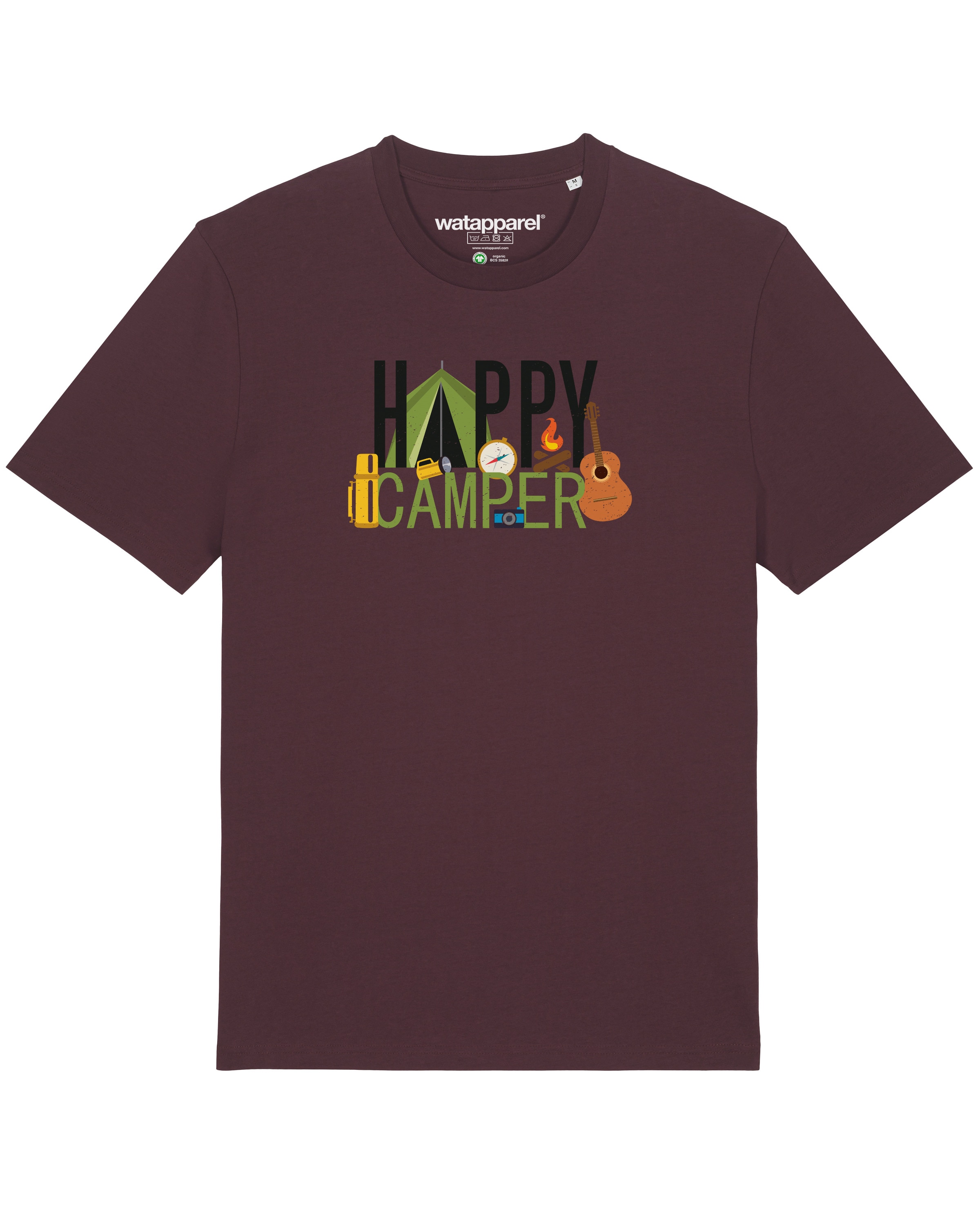 Watapparel Shirt 'Happy Camper' in Rood: voorkant