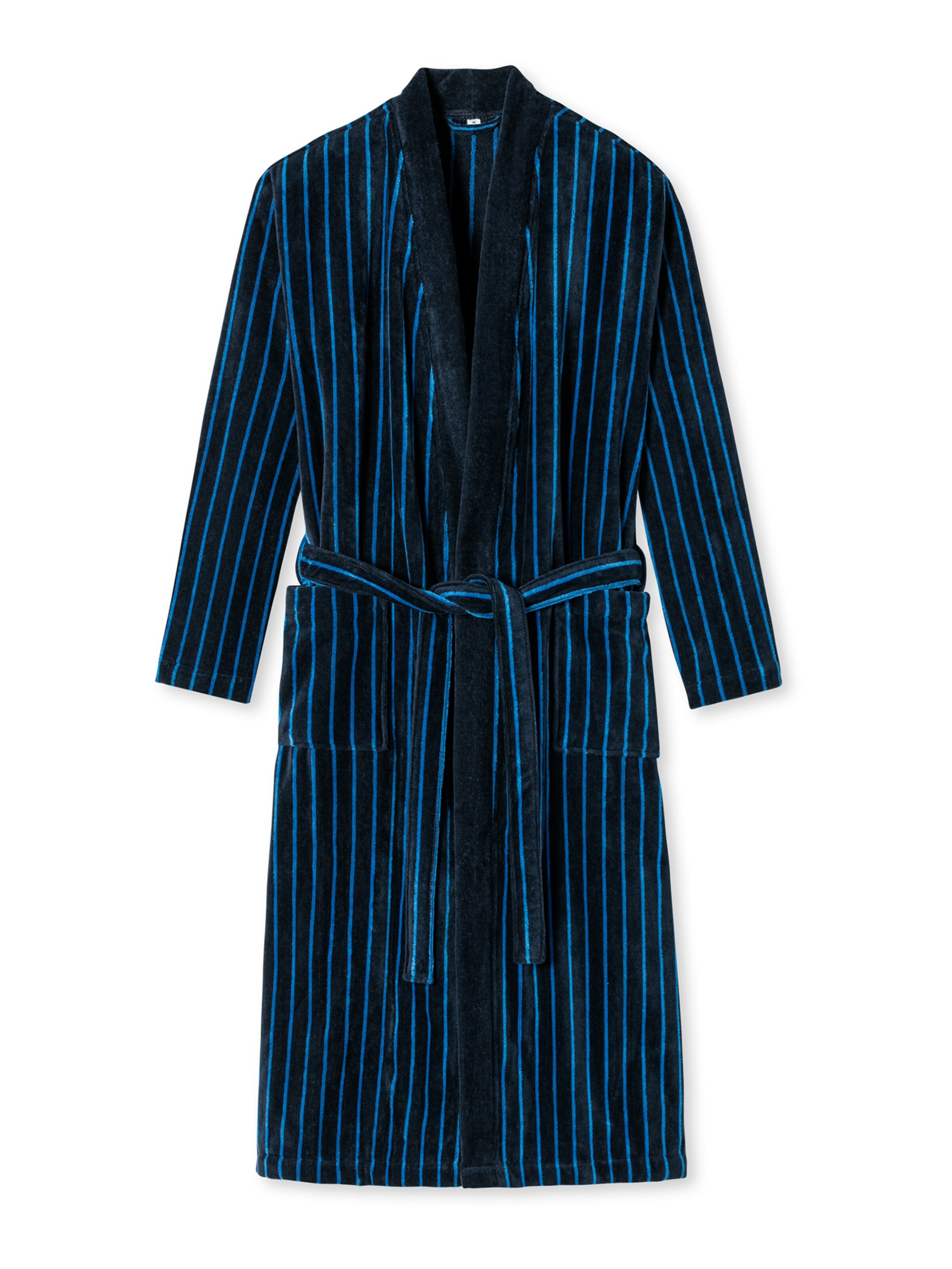 uncover by SCHIESSER Badjas lang  'Timeless Comfort' in Blauw: voorkant