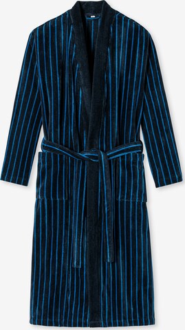 uncover by SCHIESSER Long Bathrobe 'Timeless Comfort' in Blue: front