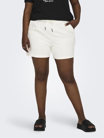 ONLY Carmakoma Regular Pleat-Front Pants in White: front