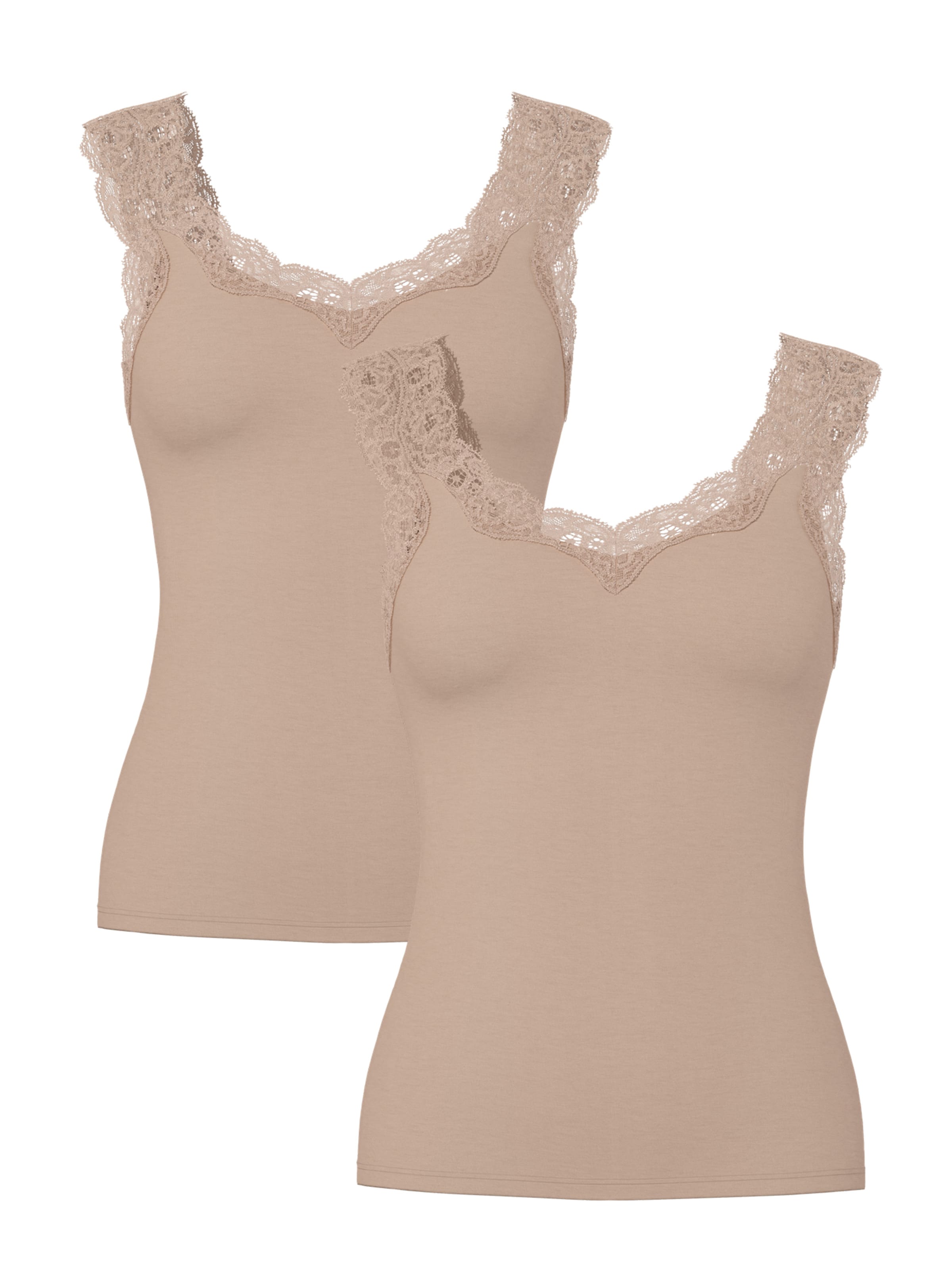 PIECES Top 'Pieces Dames Top Kant PCBARBERA LACE 2-Pack Effen' in Grijs: voorkant