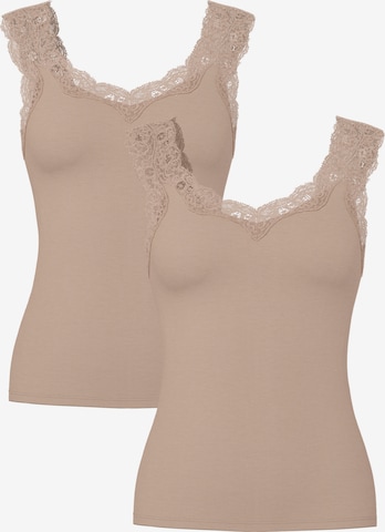 PIECES Top 'Pieces Dames Top Kant PCBARBERA LACE 2-Pack Effen' in Grijs: voorkant