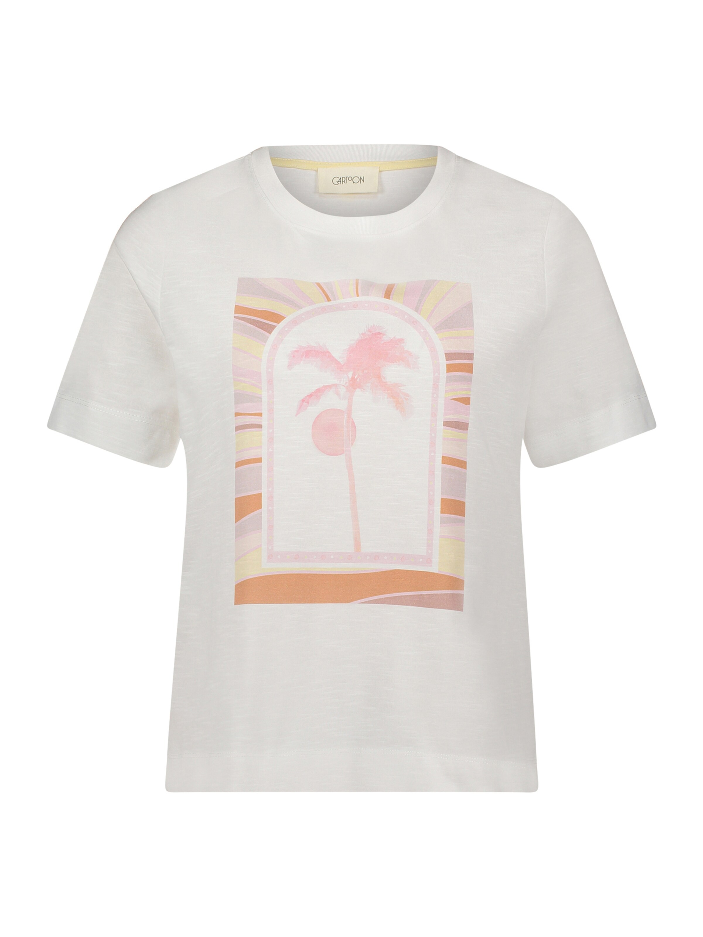 Cartoon Printshirt mit Rundhalsausschnitt in Weiß: Vorderseite