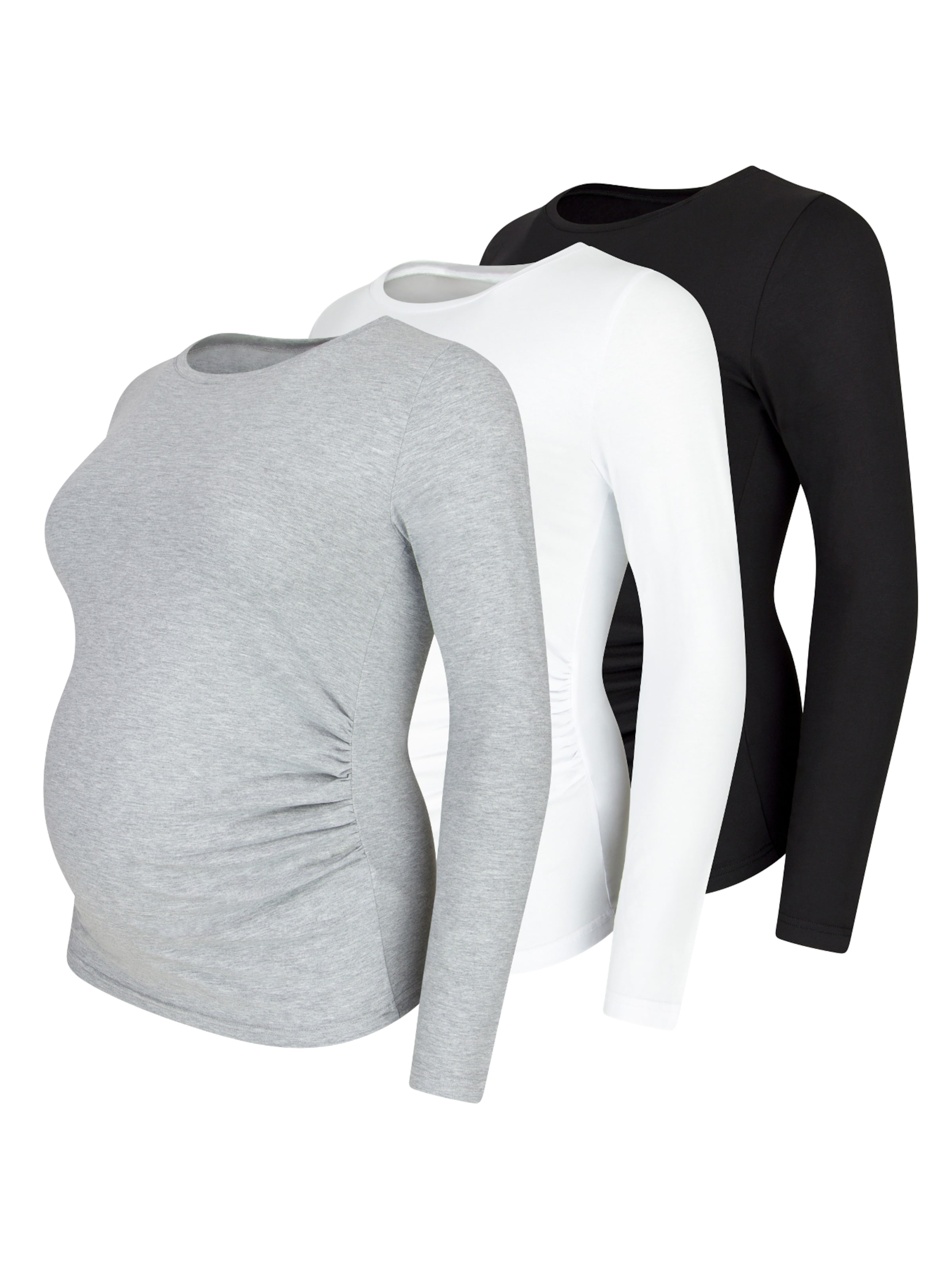 M.M.C. Shirt 'Langarm Basic Umstandsmode'‌‌‌‌‌‌ in Grau: Vorderseite