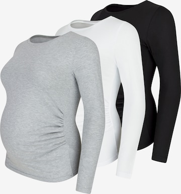 M.M.C. Shirt 'Langarm Basic Umstandsmode' in Grau: Vorderseite