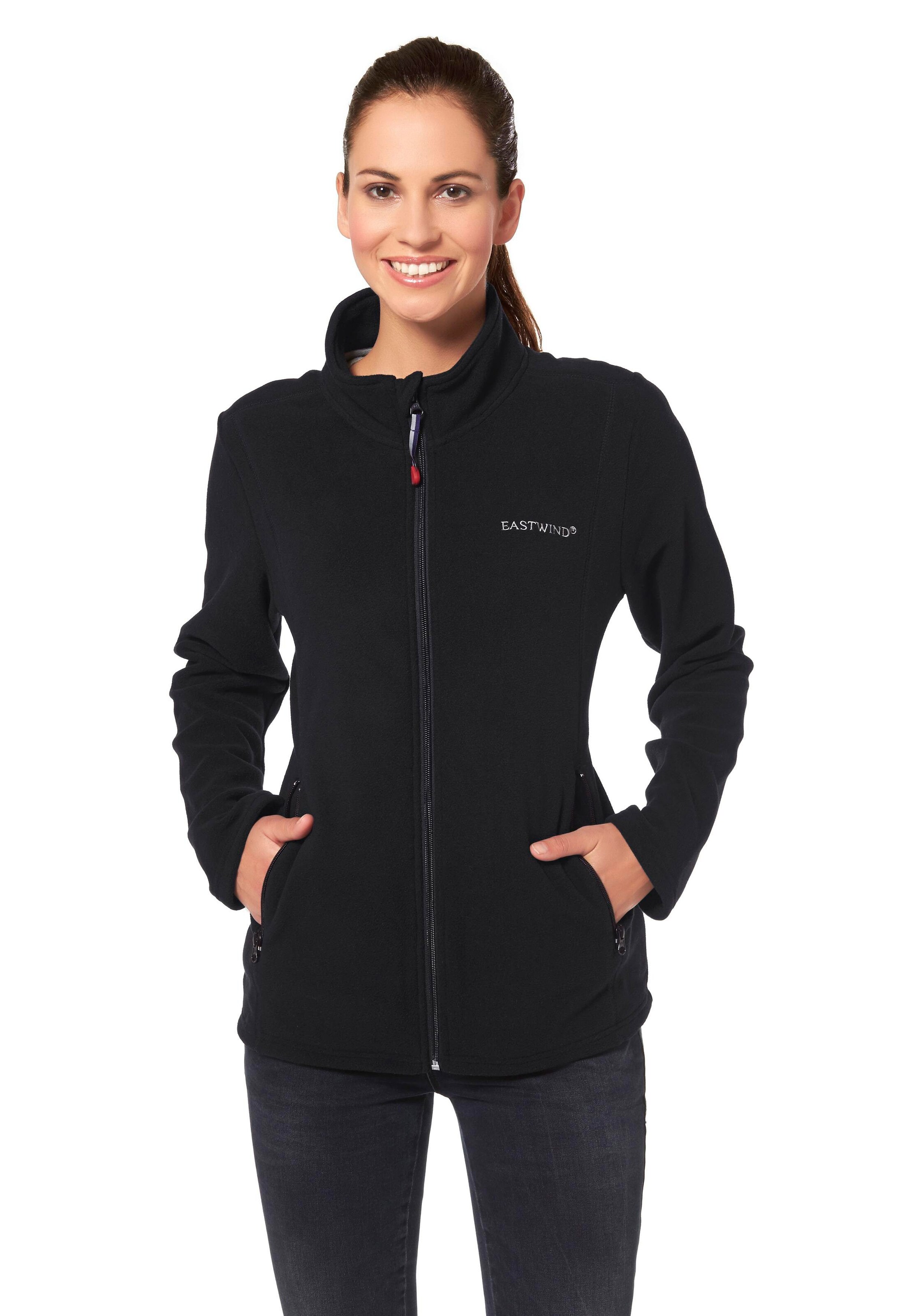 EASTWIND Athletic Fleece Jacket in Black: front