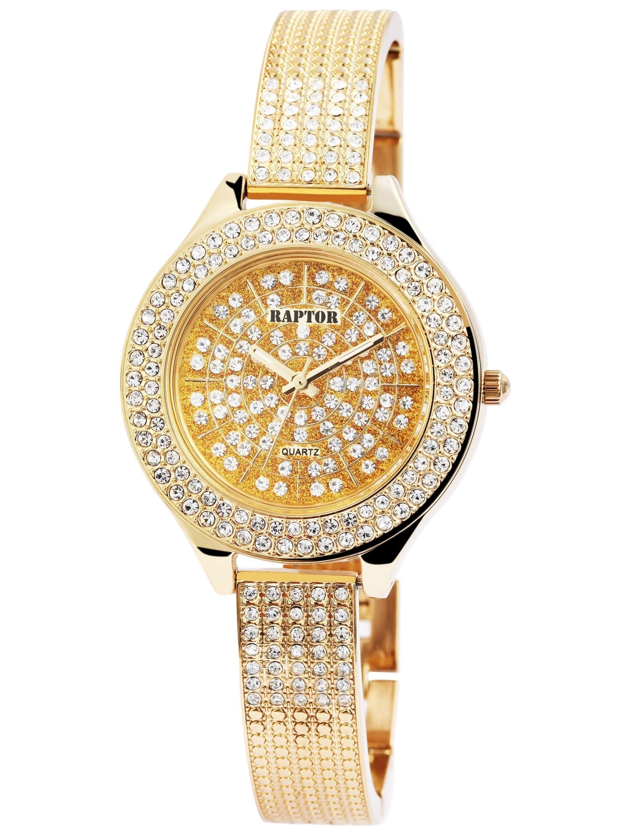 Raptor Analog Watch 'Suela, Strass' in Gold: front
