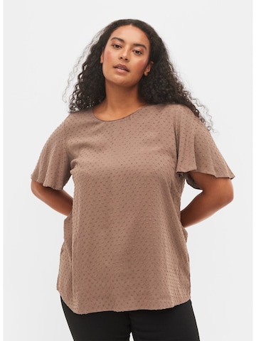 Zizzi - Blusa 'XUILT' em castanho: frente