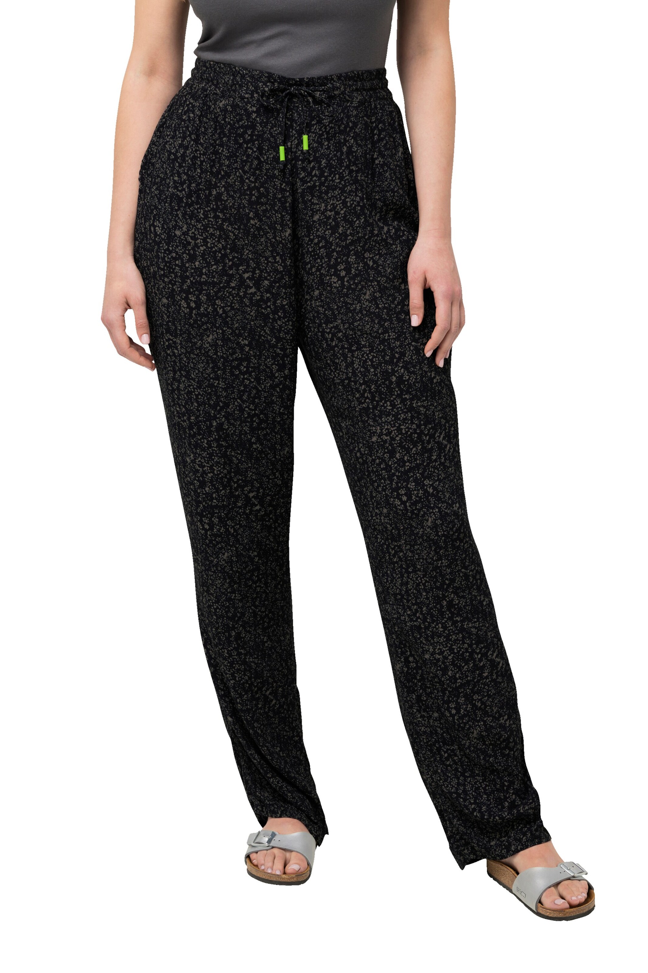 Ulla Popken Wide leg Trousers in Black: front