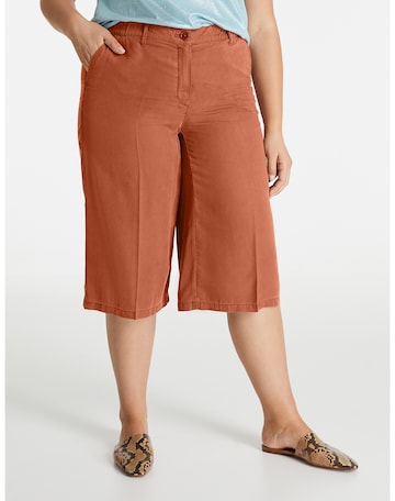 SAMOON Regular Pleated Pants in Brown: front