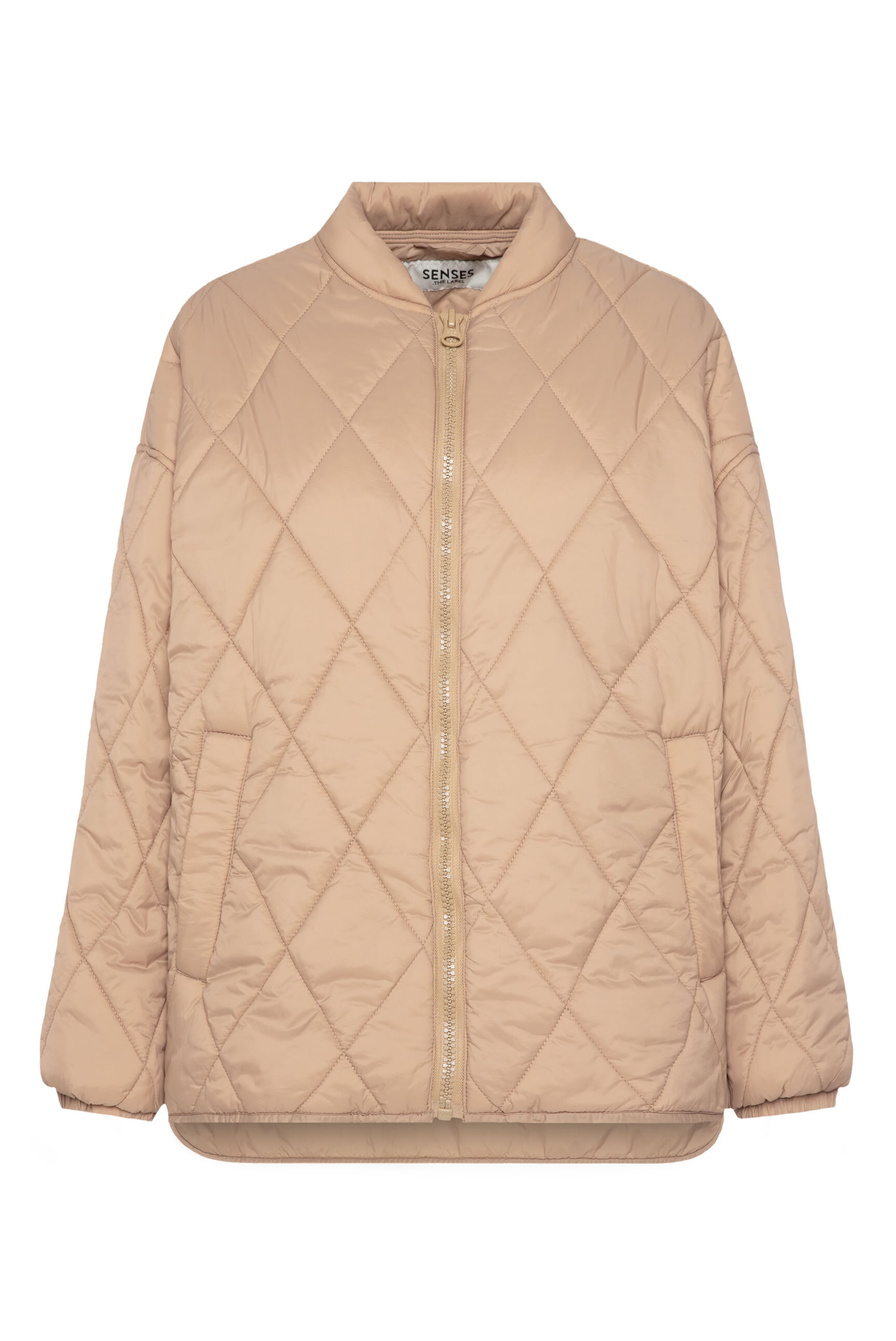 SENSES.THE LABEL Between-Season Jacket in Beige: front