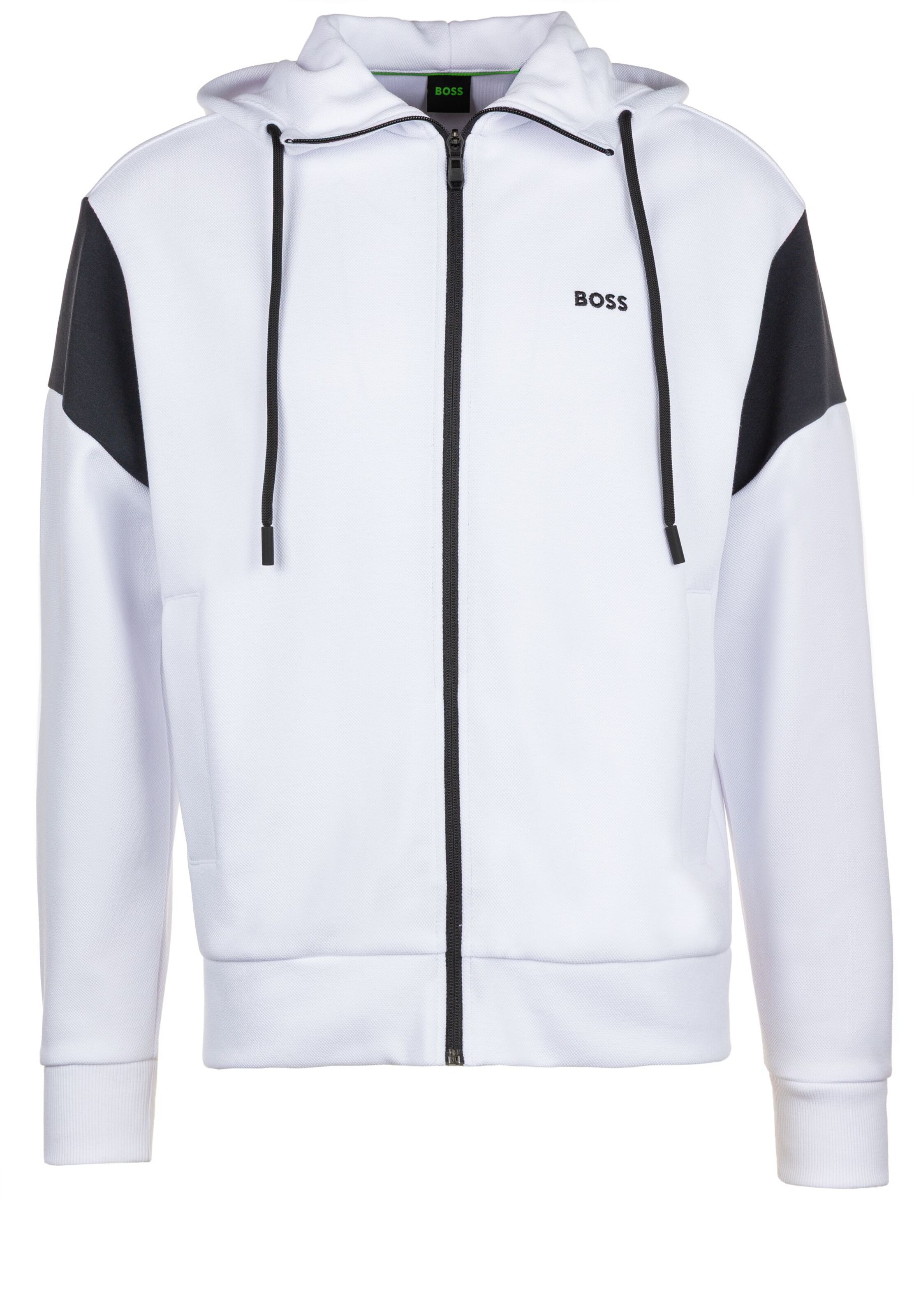 BOSS Sweatjacke in Weiß: Vorderseite