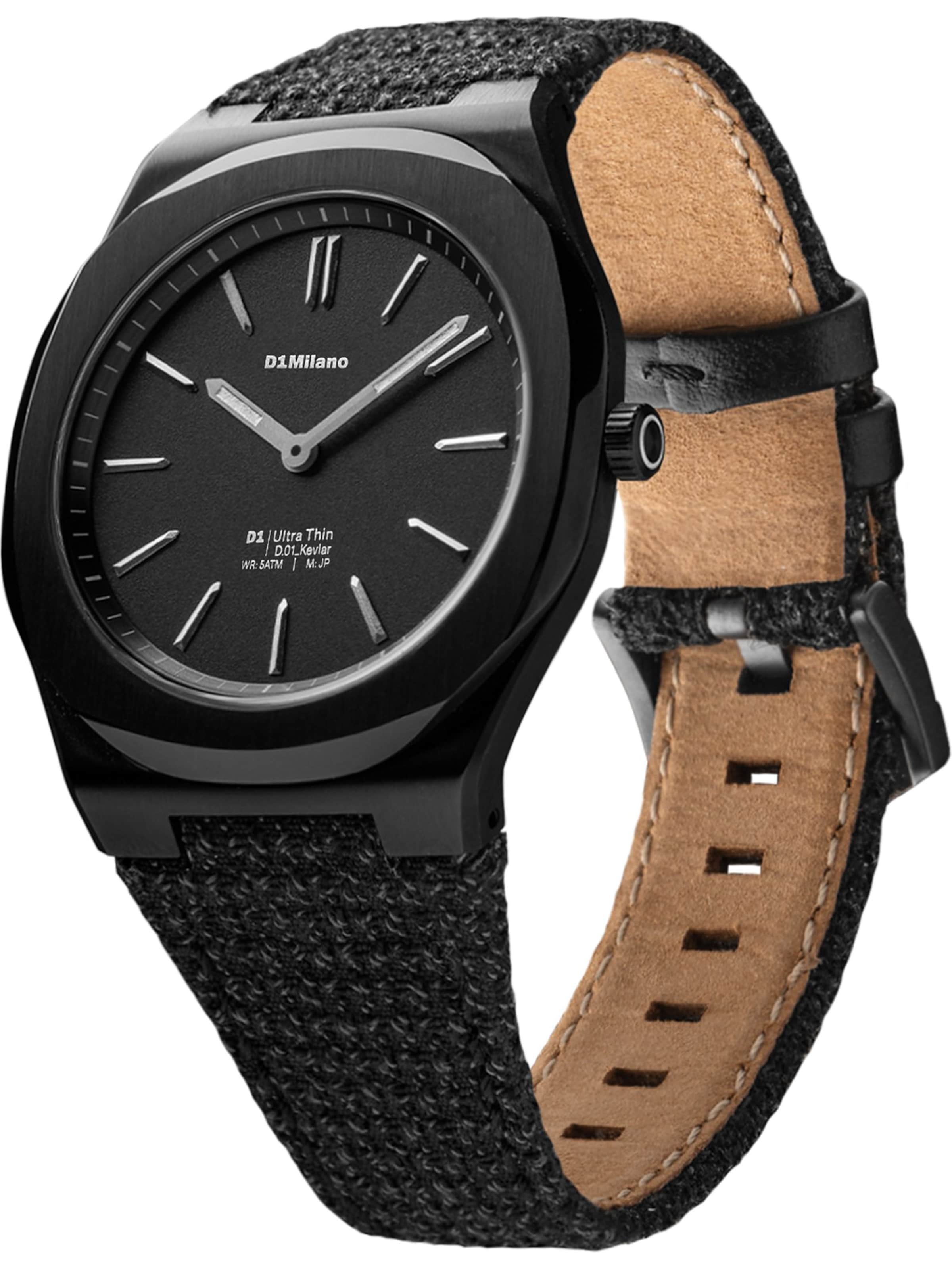 D1 Milano Analoguhr in Schwarz