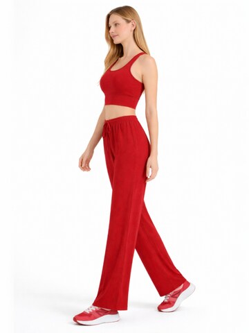 Wide Leg Pantalon 'FLORYN – Palazzohose Crinkle' fashionshowcase en rouge