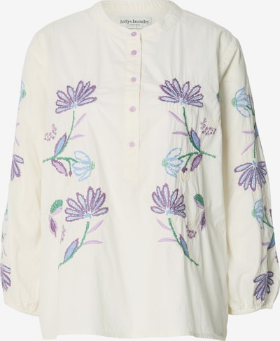 Lollys Laundry Bluse 'Faith' in S in creme / hellblau / grün / dunkellila, Produktansicht