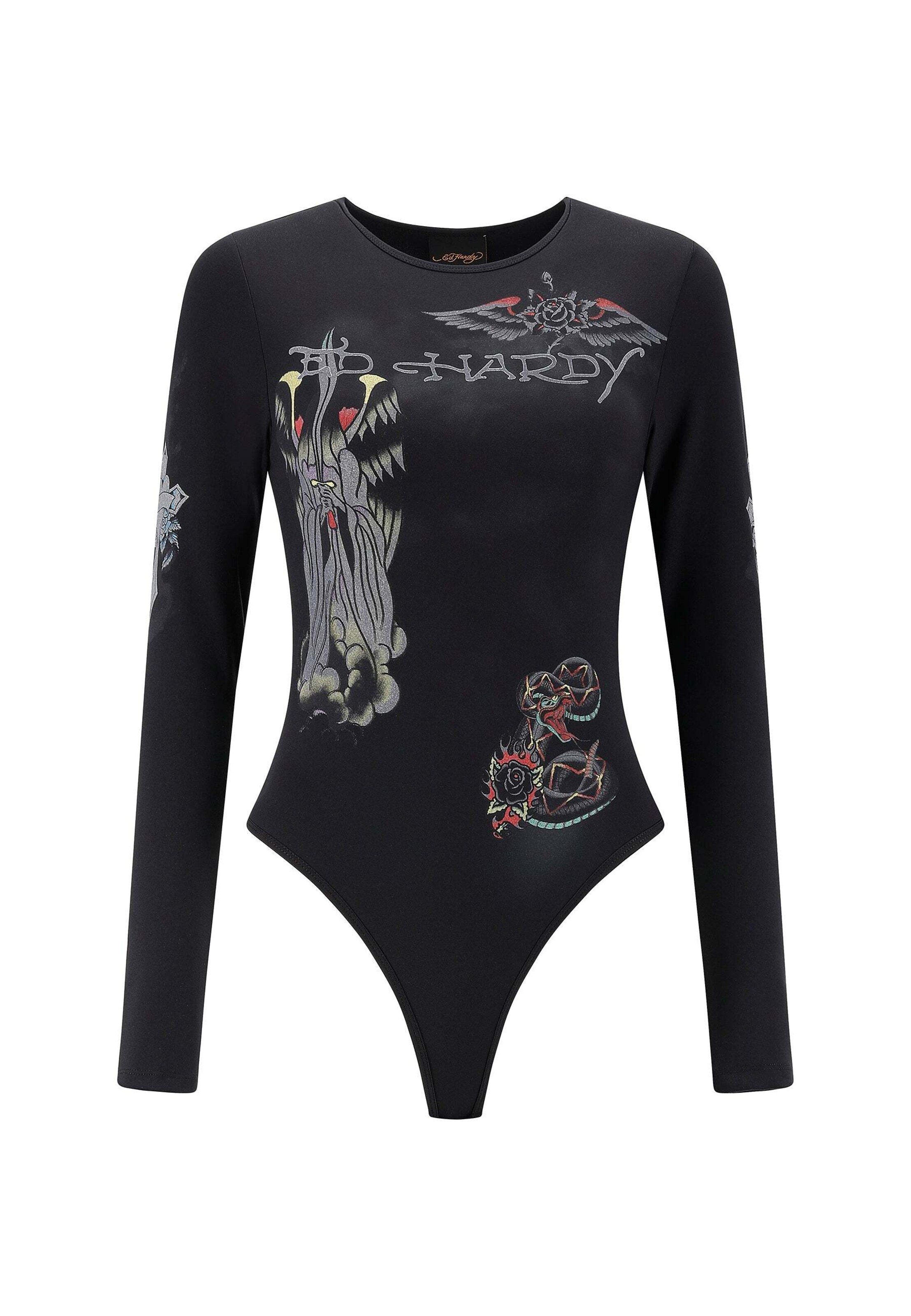 Ed Hardy Боди-футболка в Черный: спереди