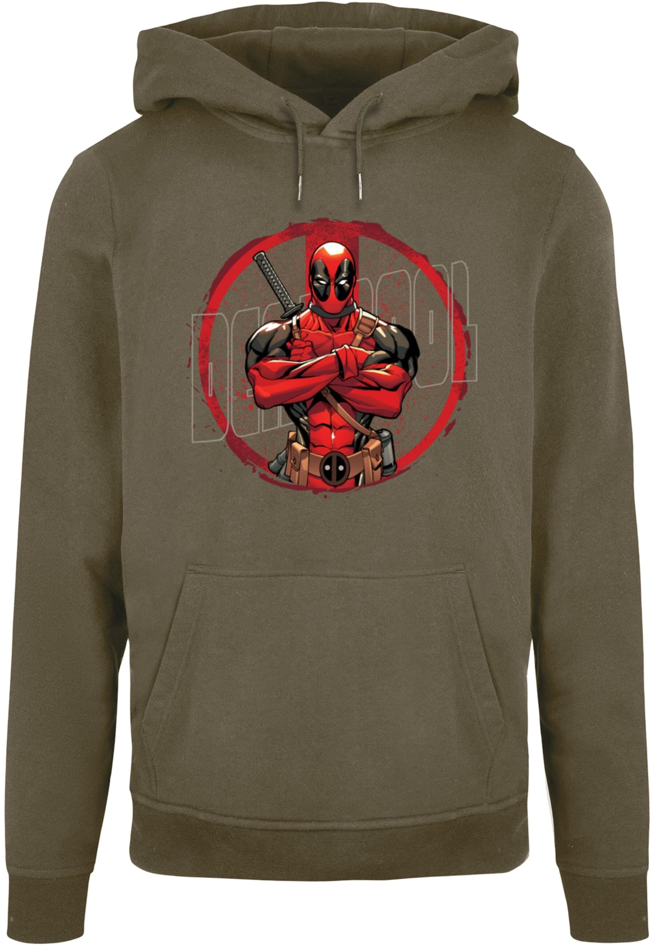 ABSOLUTE CULT Sweatshirt 'Deadpool - Splatter Posed' in Green: front