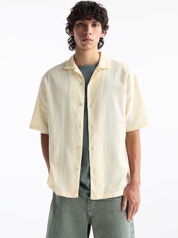 Pull&Bear Comfort fit Button Up Shirt in Yellow: front