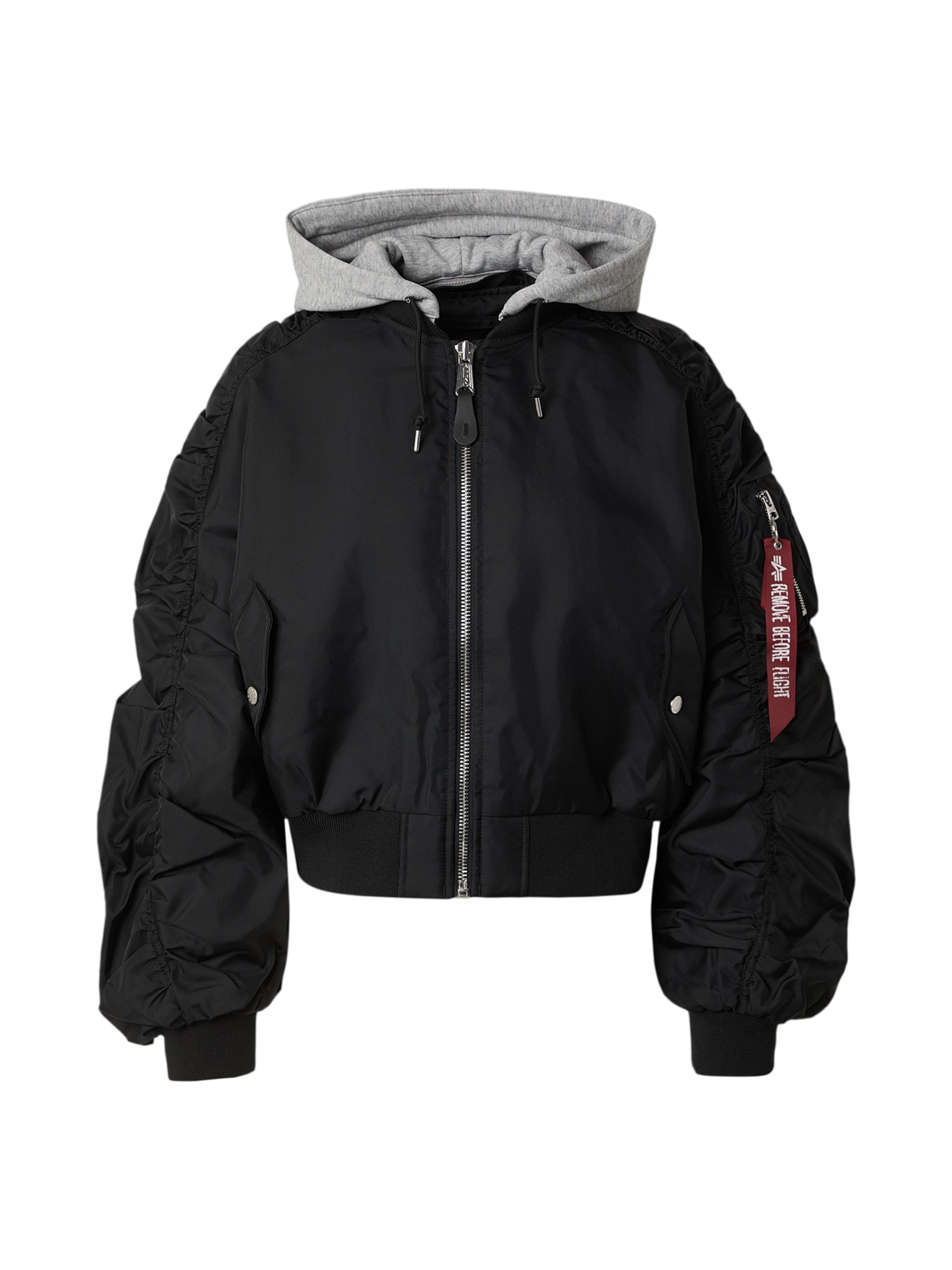 ALPHA INDUSTRIES Φθινοπωρινό και ανοιξιάτικο μπουφάν σε μαύρο: μπροστά