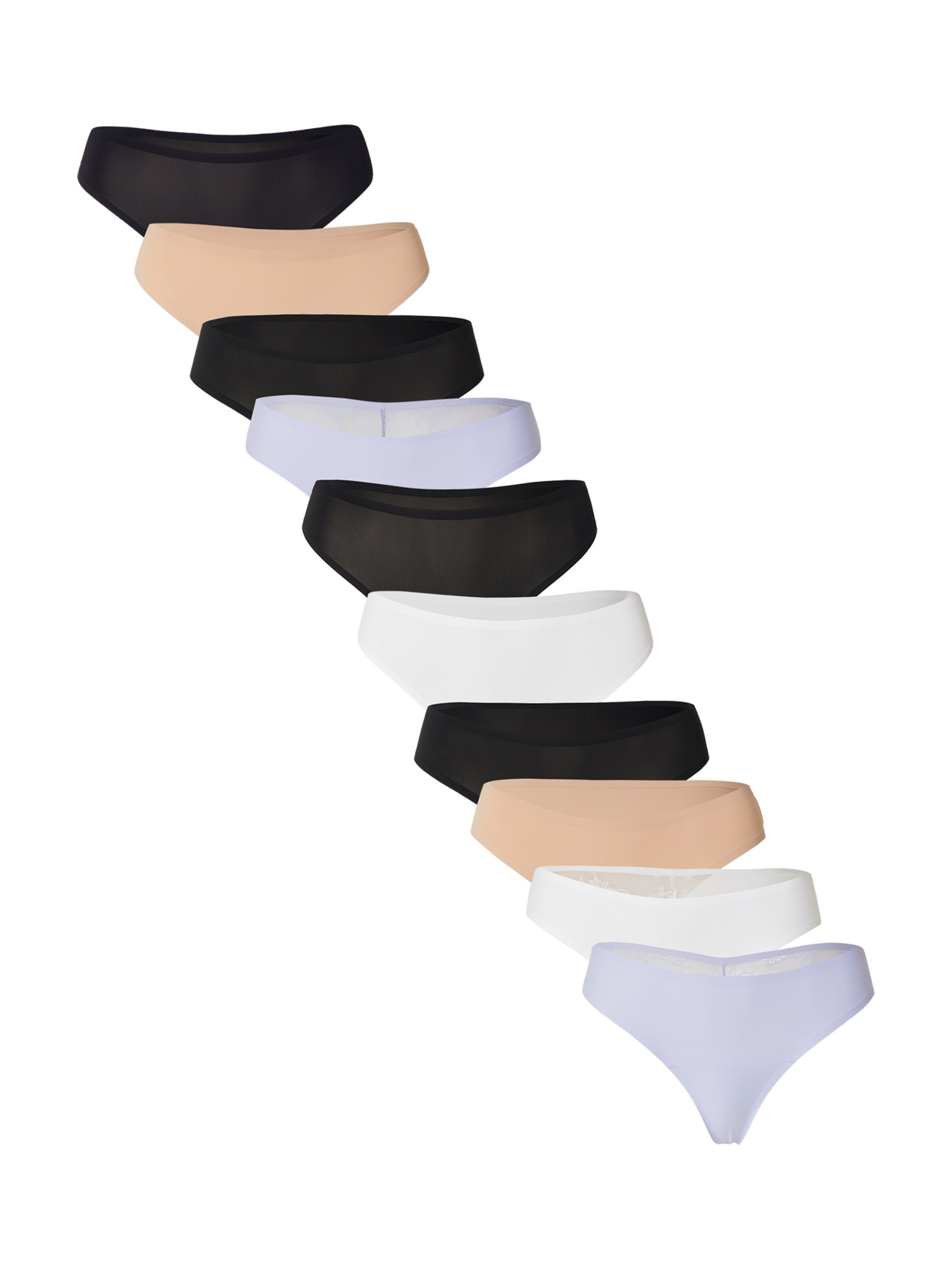 Hunkemöller String in XS in de kleur Beige / Lavendel / Zwart / Wit, Productweergave