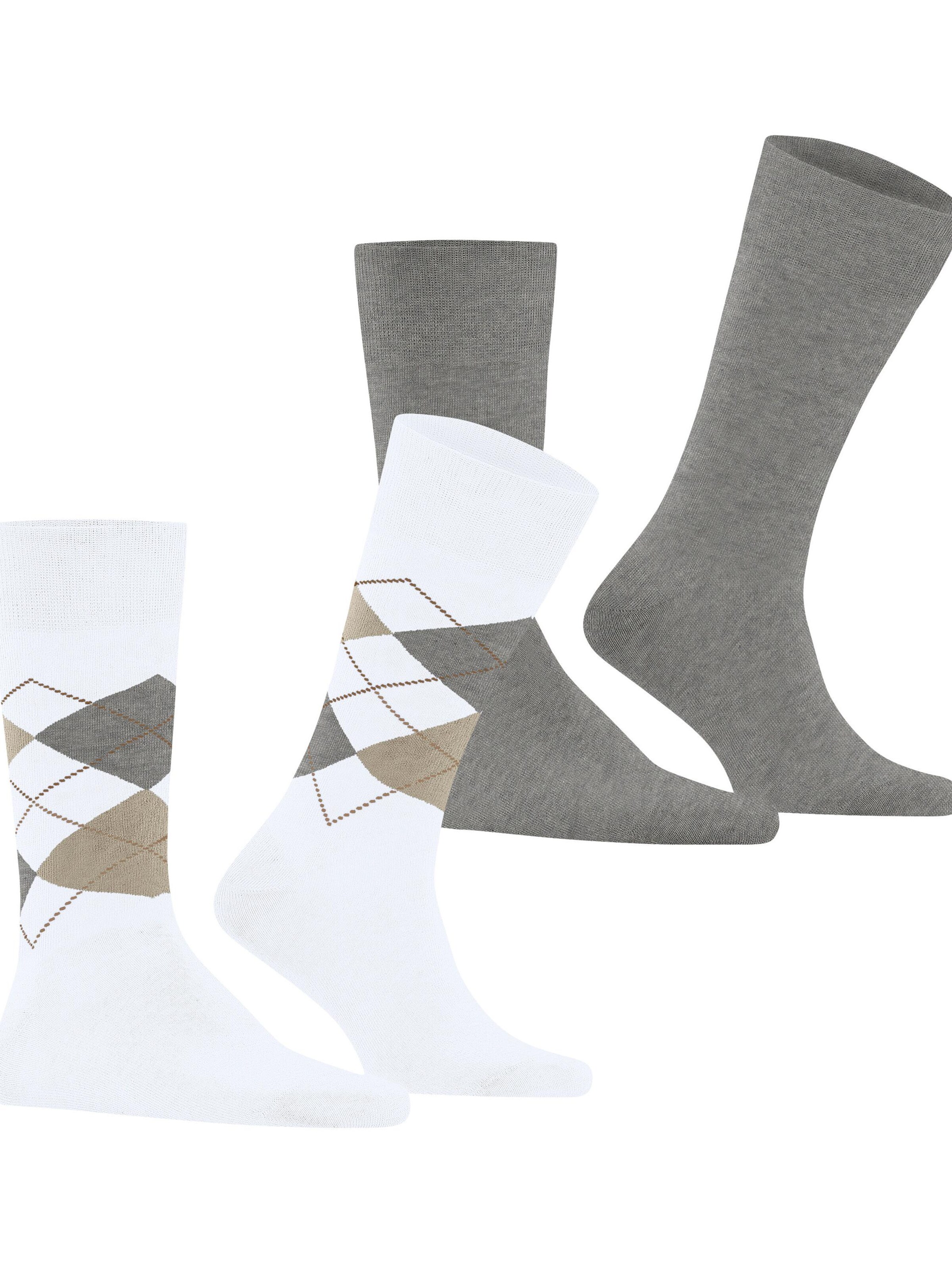 BURLINGTON Socks 'Everyday Argyle Mix 2-Pack' in White