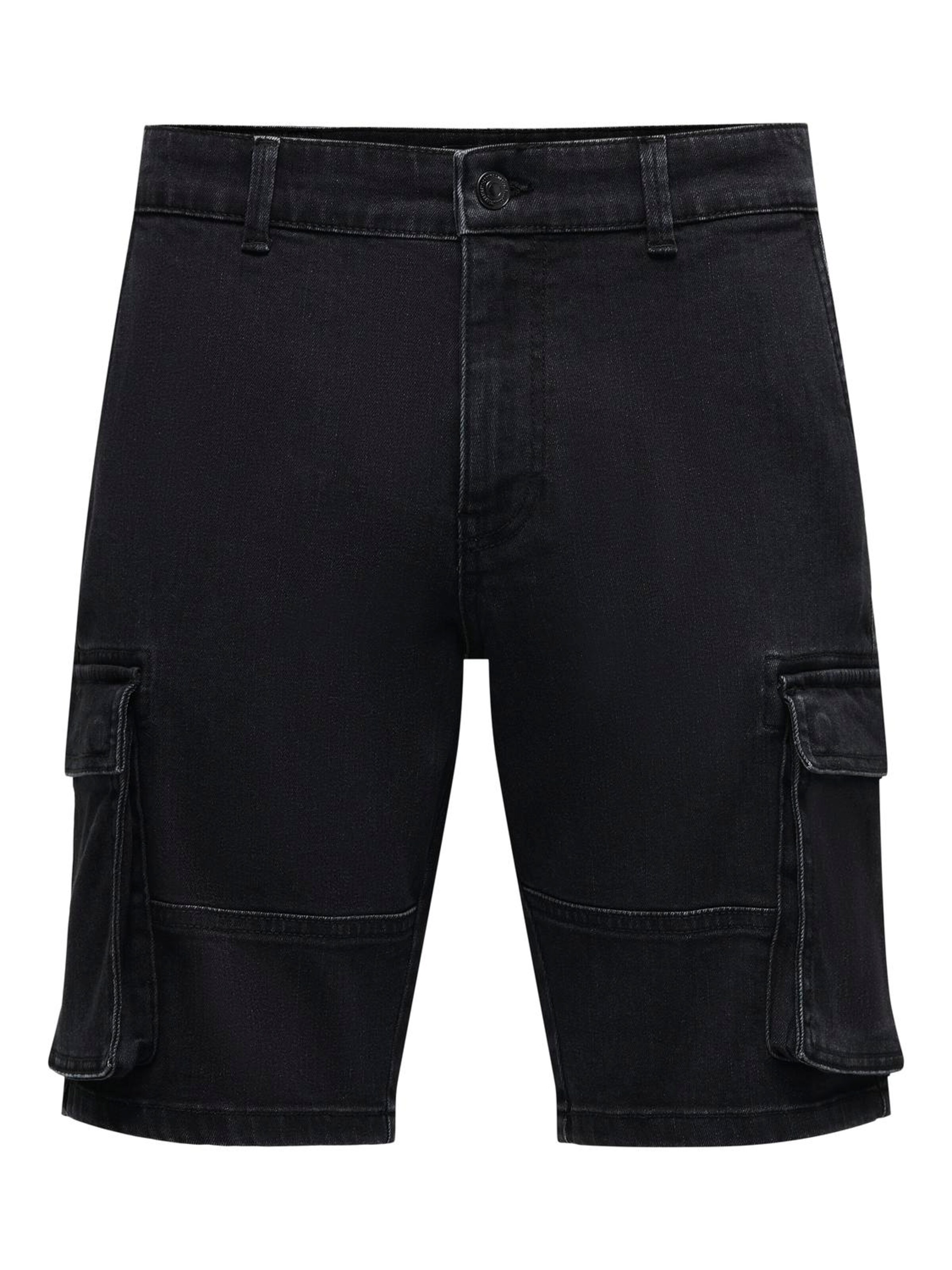 regular Jeans cargo 'Cam Stage' di Only & Sons in nero: frontale