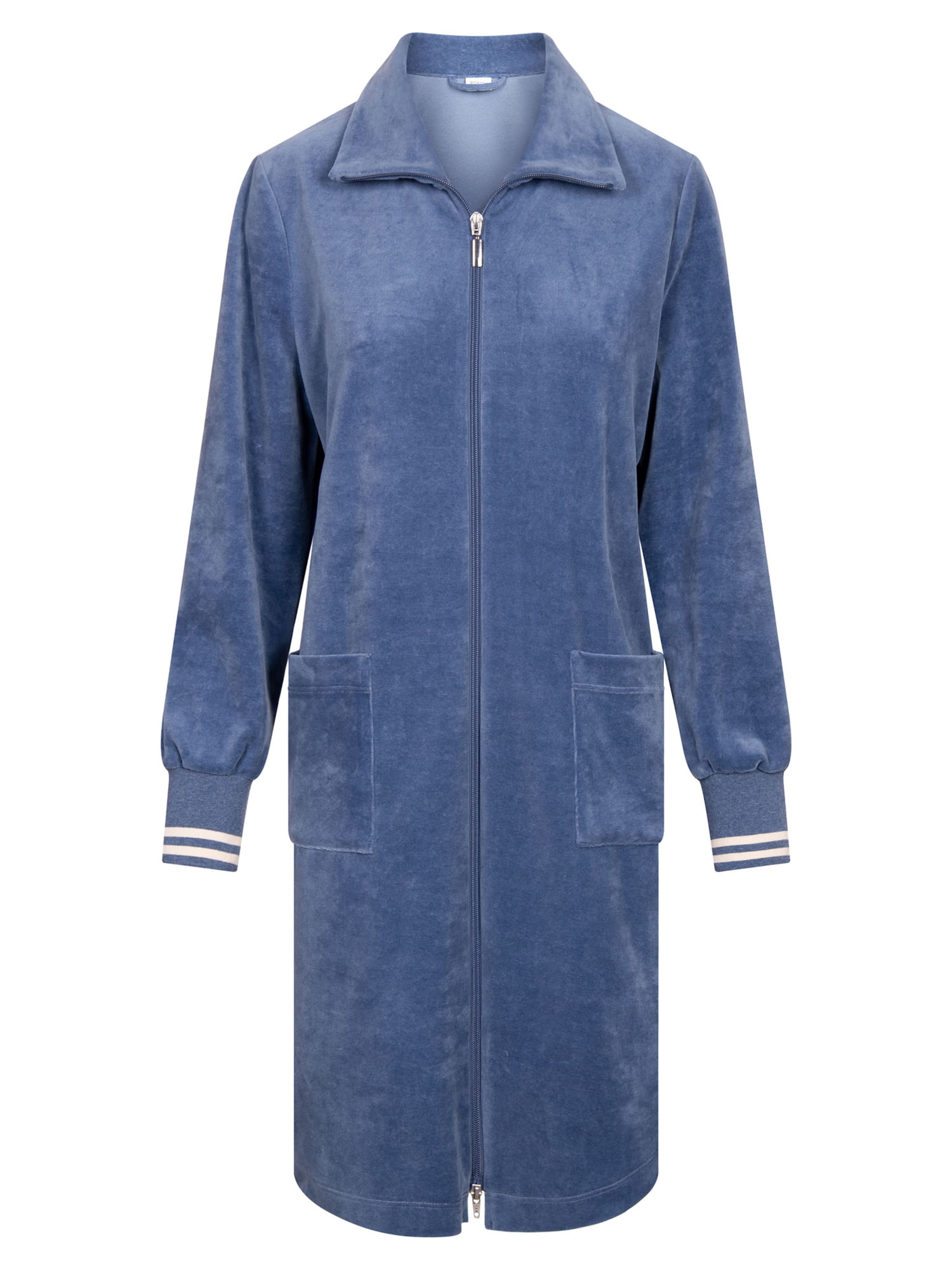 Rösch Short Bathrobe ' Nicki ' in Blue: front
