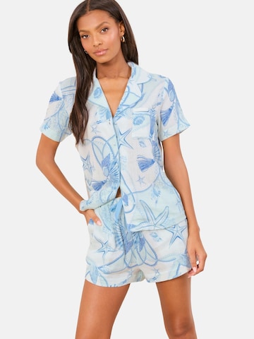 Lipsy Short Pajama Set in White: front