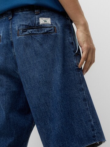 Pull&Bear Wide leg Pressveckade jeans i blå