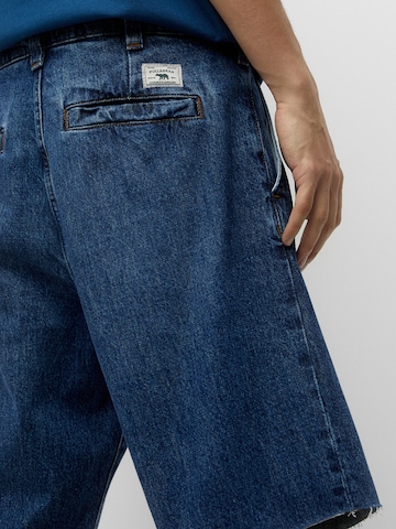 Pull&Bear Wide leg Bandplooi jeans in Blauw