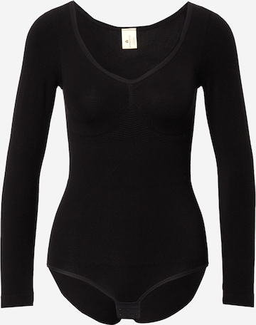 MAGIC Bodyfashion Body 'Longsleeve Bodysuit Bamboo' i svart: framsida