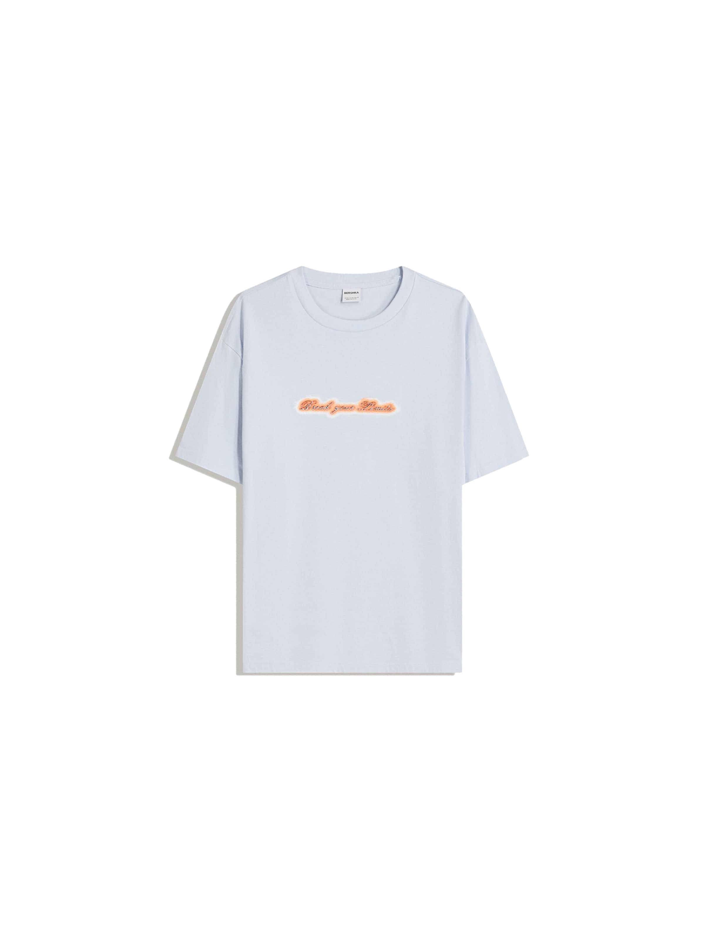 Bershka T-Shirt en orange pastel / blanc, Vue avec produit